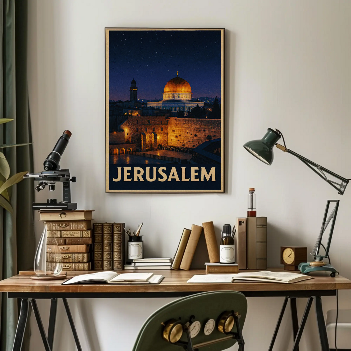 Jerusalem Dome Western Wall Night Sky Poster Poster
