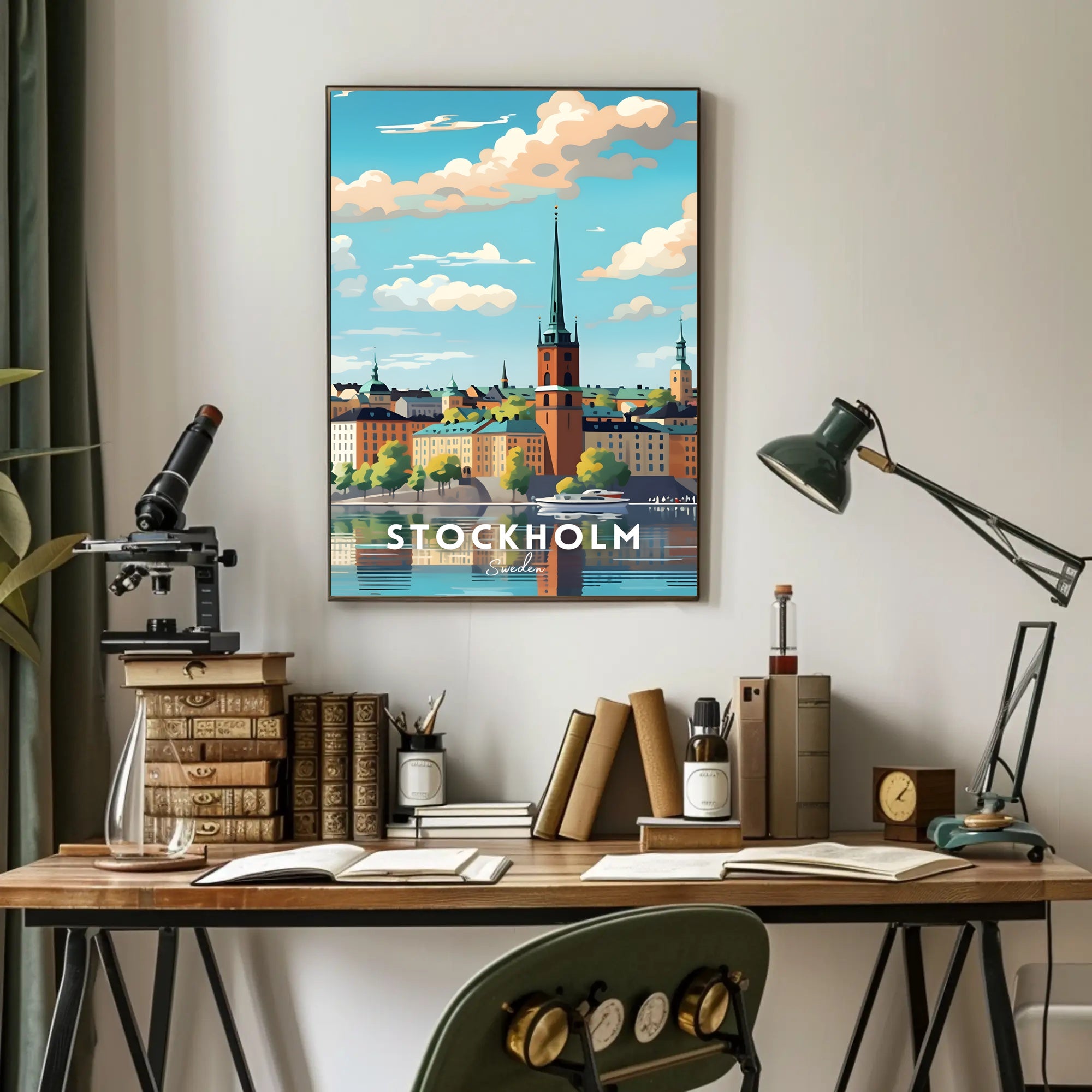 Stockholm Serenity: Picturesque Cityscape Urban or Cityscape Poster
