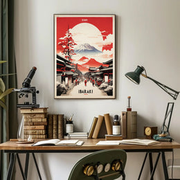 Traditional Japanese Street Scene Travel Poster