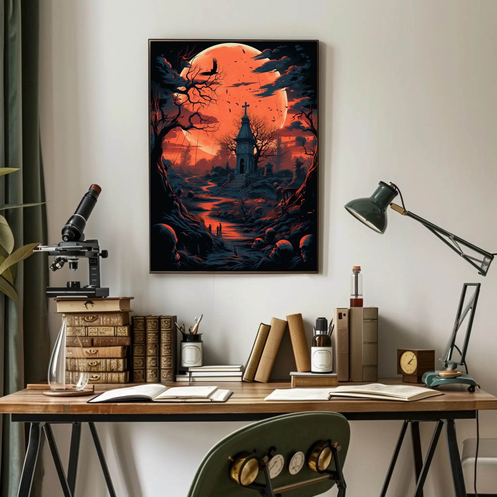 Haunted Moonlit Cemetery Poster