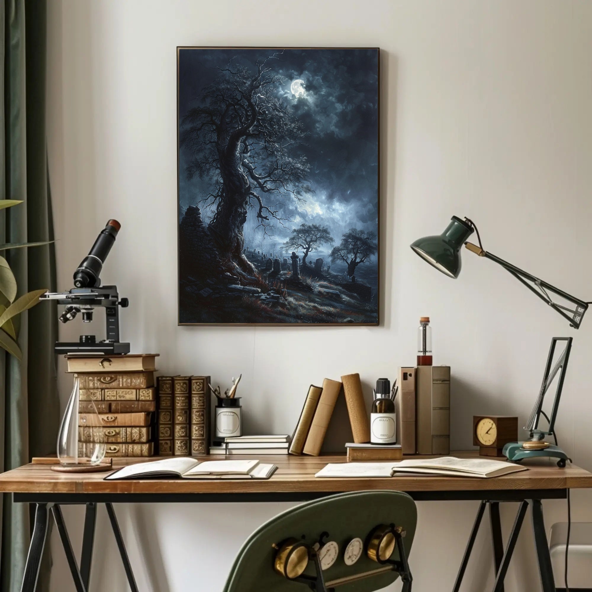 Eerie Graveyard Scene Gothic Art Poster PosterGoat