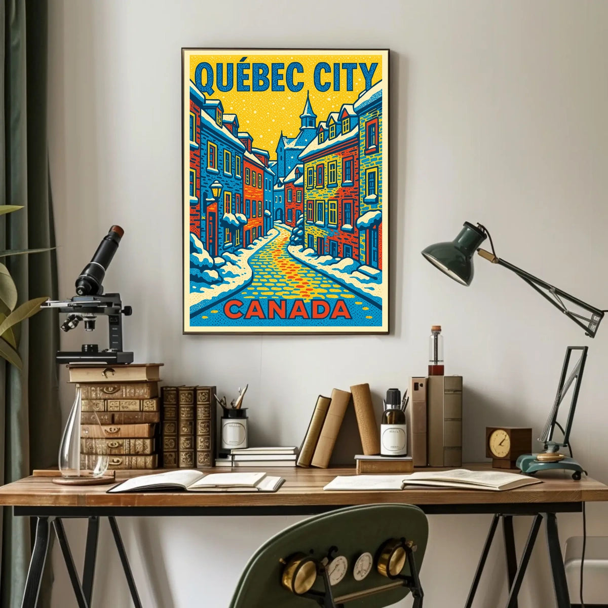 Québec City Winter Charm Pop Art Travel Poster