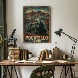 Pocatello, Idaho Vintage Railway Poster