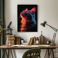 Neon Cat Portrait Poster