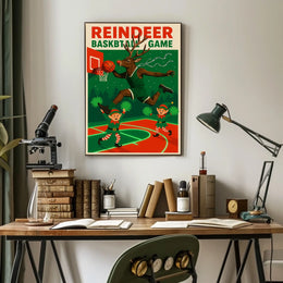 Reindeer Basketball Game Poster