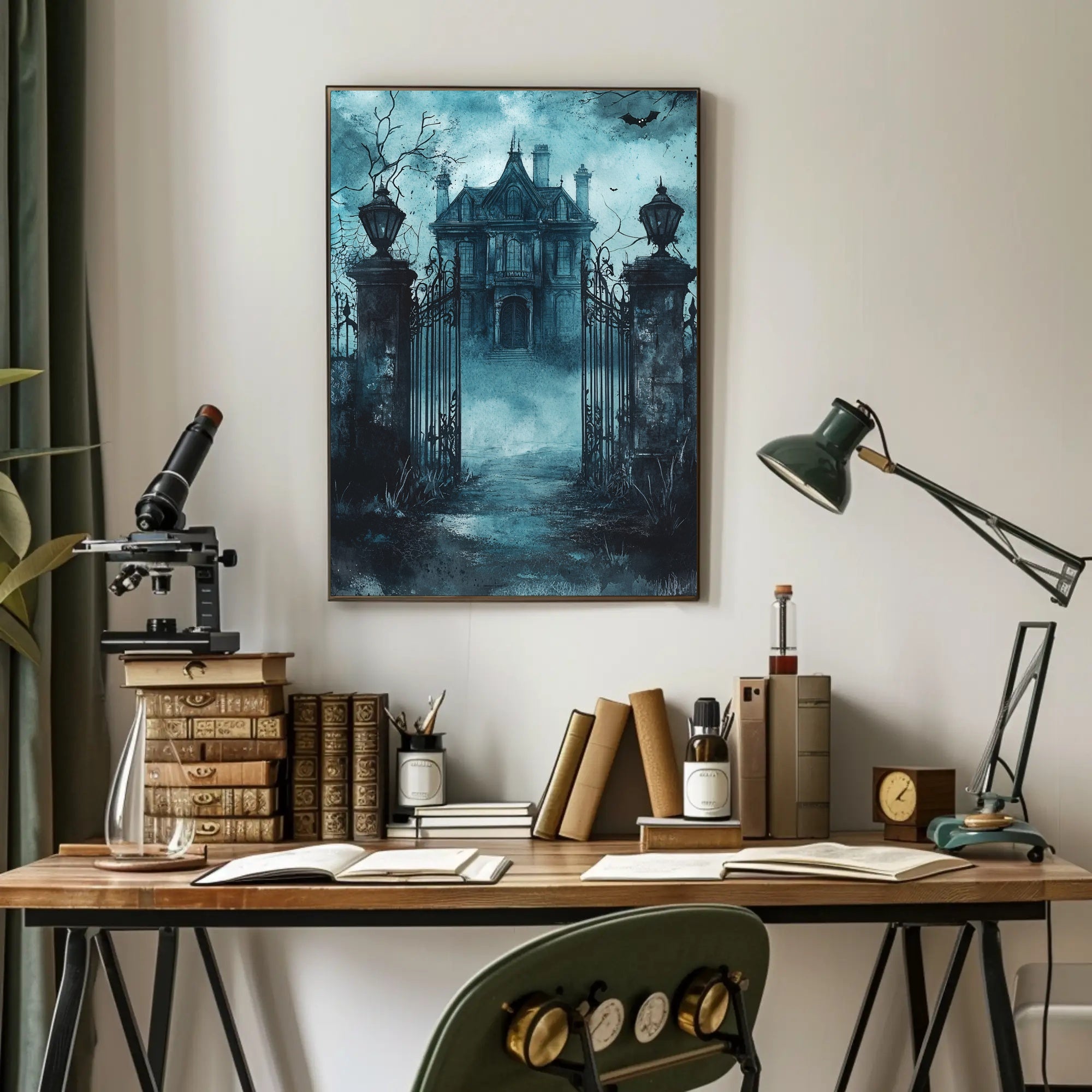 Haunted Manor At Dusk Poster