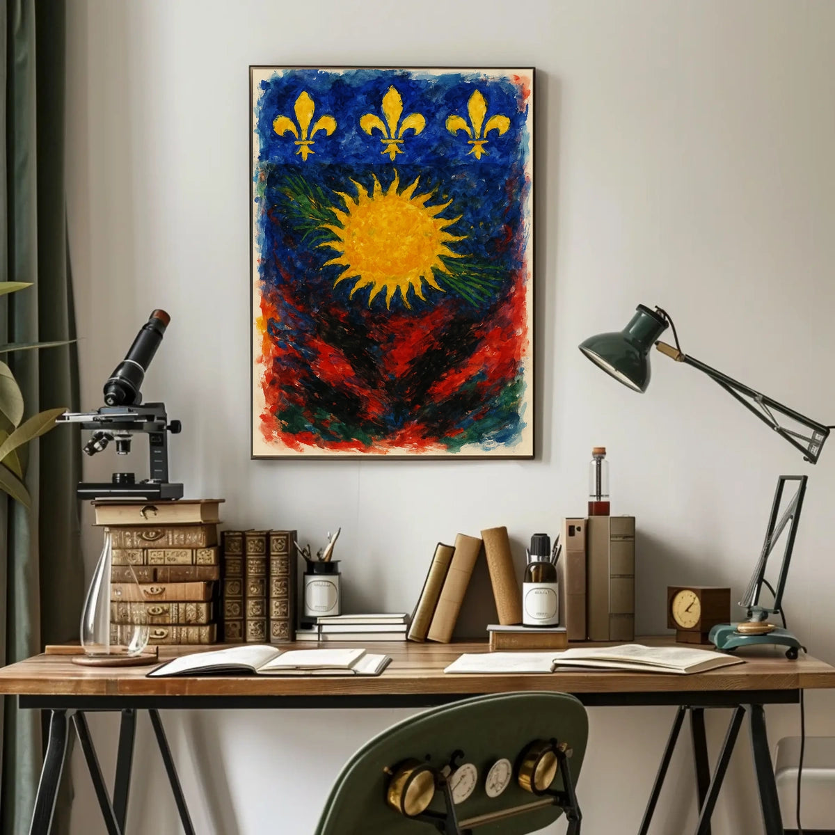 Vibrant Heraldic Sun Poster