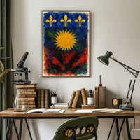 Vibrant Heraldic Sun Poster