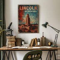 Lincoln Cityscape Travel Minimalist Poster