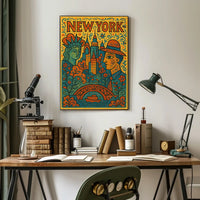 New York Vibes Poster 18x24 Cityscape Wall Art Print