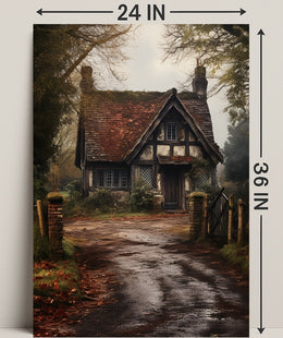 Rustic Cottage In Autumn Poster