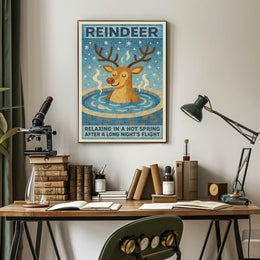 Relaxing Reindeer Mosaic Winter Art Poster - Abstract or Artistic Poster
