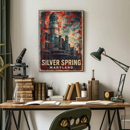 Silver Spring Travel Nostalgia Retro Folk Art Poster