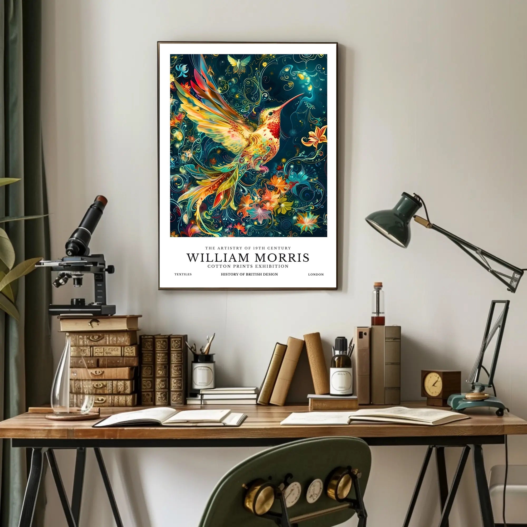 Artistic Heritage: Vibrant Bird in British Design Poster