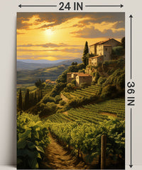 Tuscan Vineyard At Sunset Poster