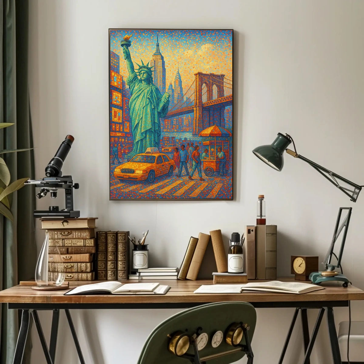 New York City Poster Abstract Mosaic Colorful Wall Art