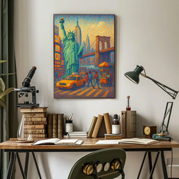 New York City Poster Abstract Mosaic Colorful Wall Art