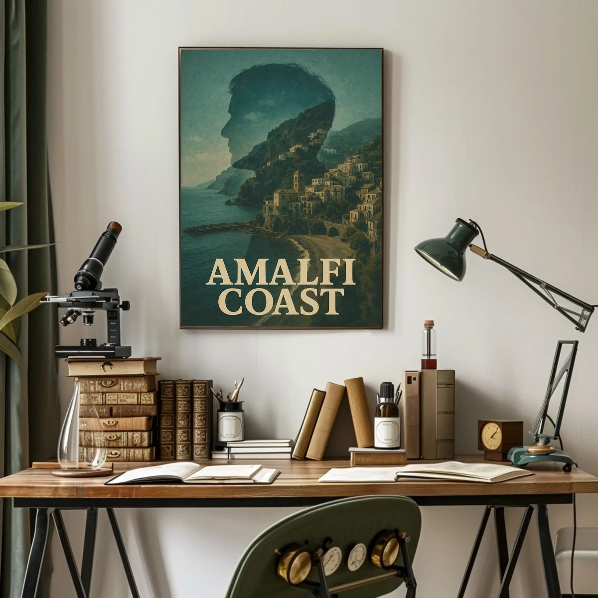 Amalfi Coast Silhouette Poster Coastal Wall Art Decor