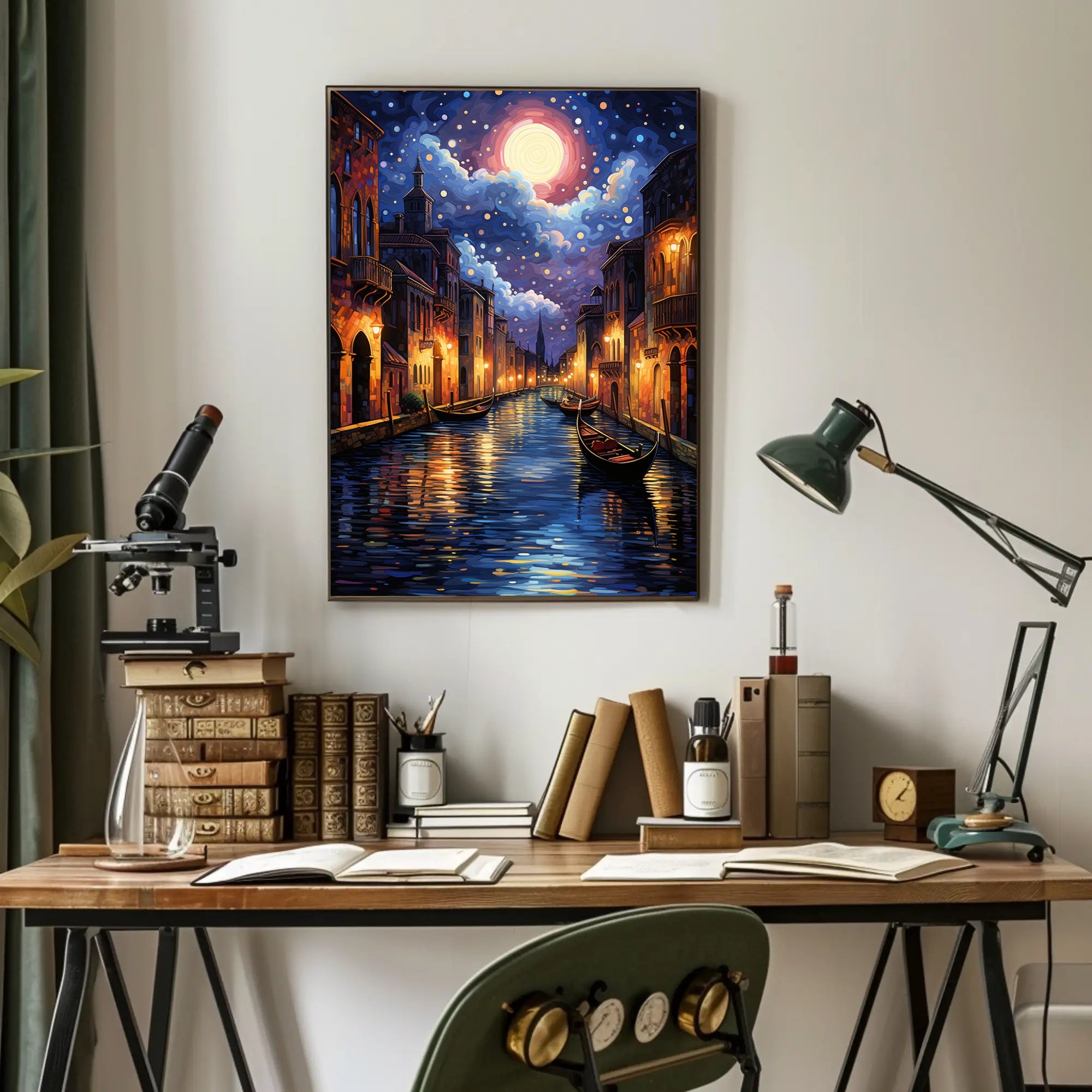 Moonlit Venice Canal Poster
