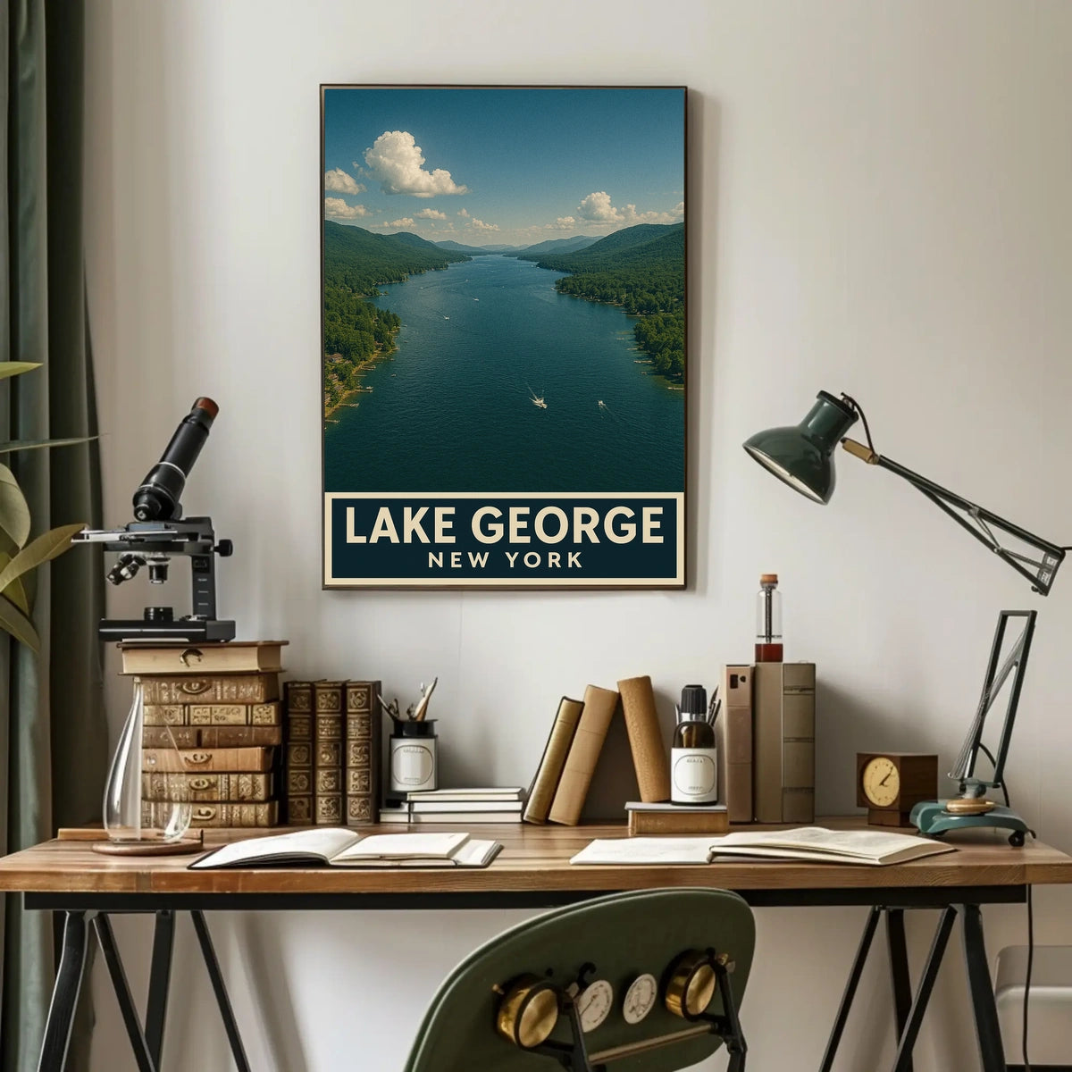 Lake George New York Poster Vintage Travel Wall Art