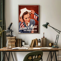Vintage Nurse Recruitment: WWII Patriotic Propaganda Poster