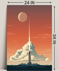 Rocket Launch At Dusk Poster