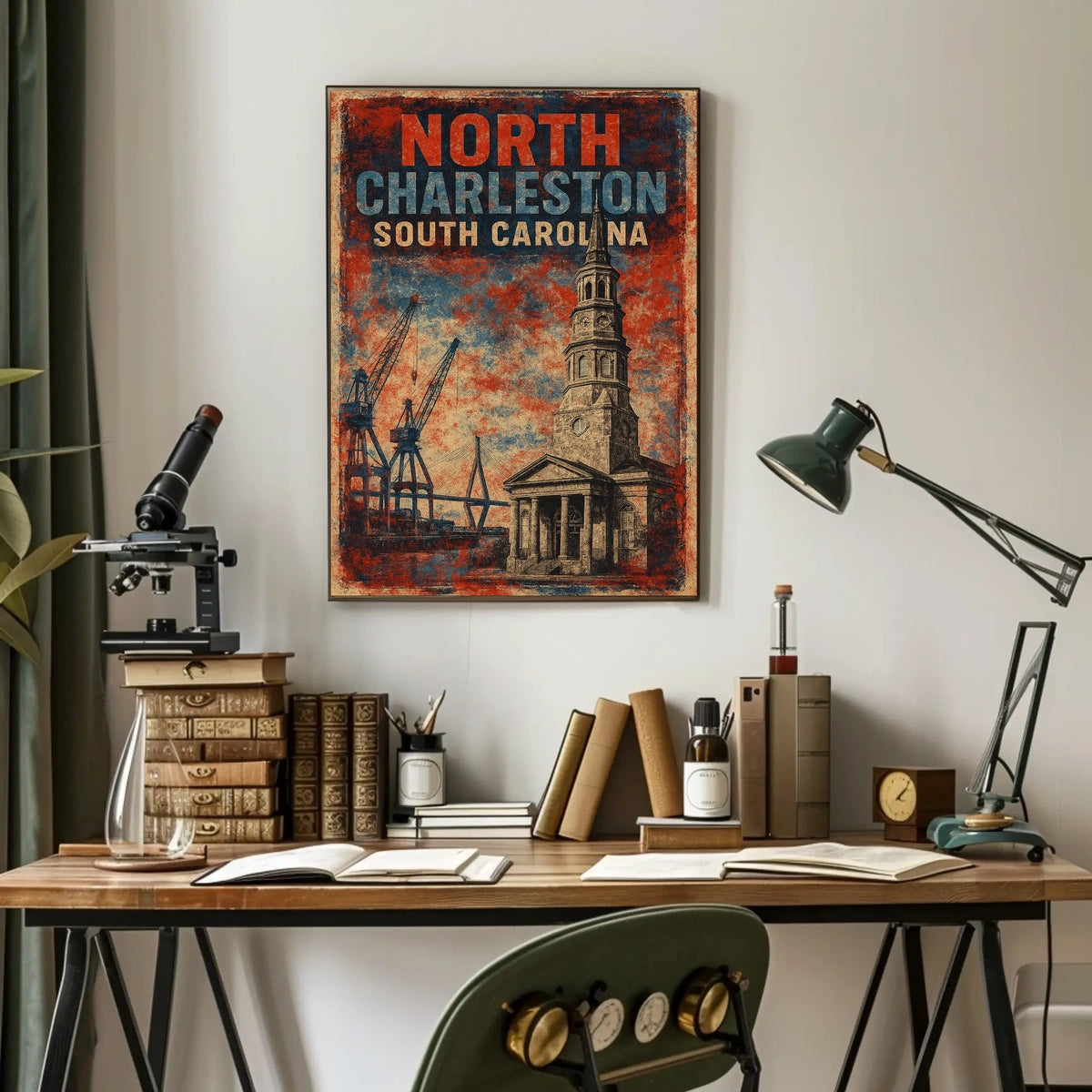 North Charleston Skyline Minimalist Wanderlust Poster
