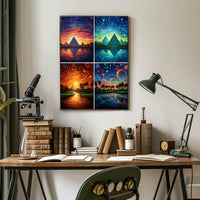 Egyptian Pyramids in Dreamlike Celestial Landscapes Cultural Poster