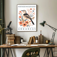 Northern Mockingbird Arkansas State Bird Art Poster