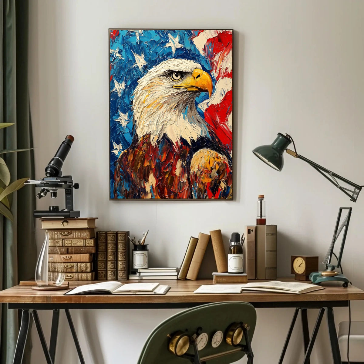Eagle With Red White And Blue Abstract Background Poster