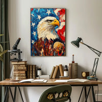 Eagle With Red White And Blue Abstract Background Poster