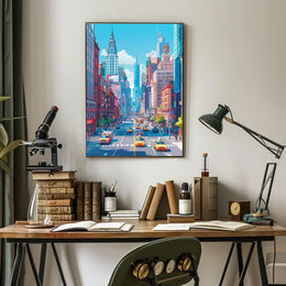 New York Cityscape Poster Modern Vibrant City Wall Art