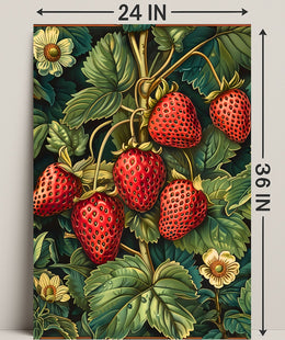 Vintage Strawberry Botanical Art Illustration Poster