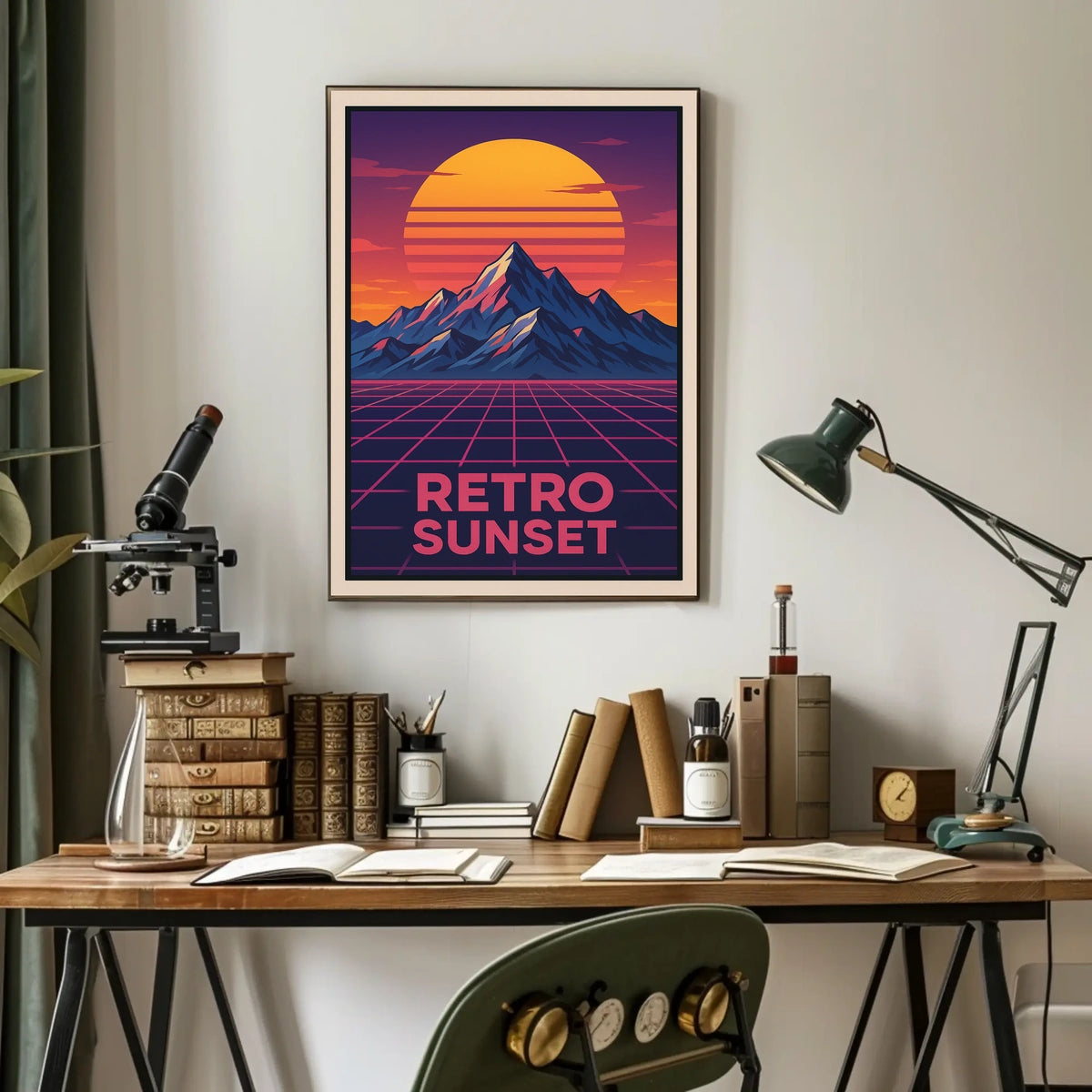 Retro Sunset Retro-Futuristic Pop Culture Poster