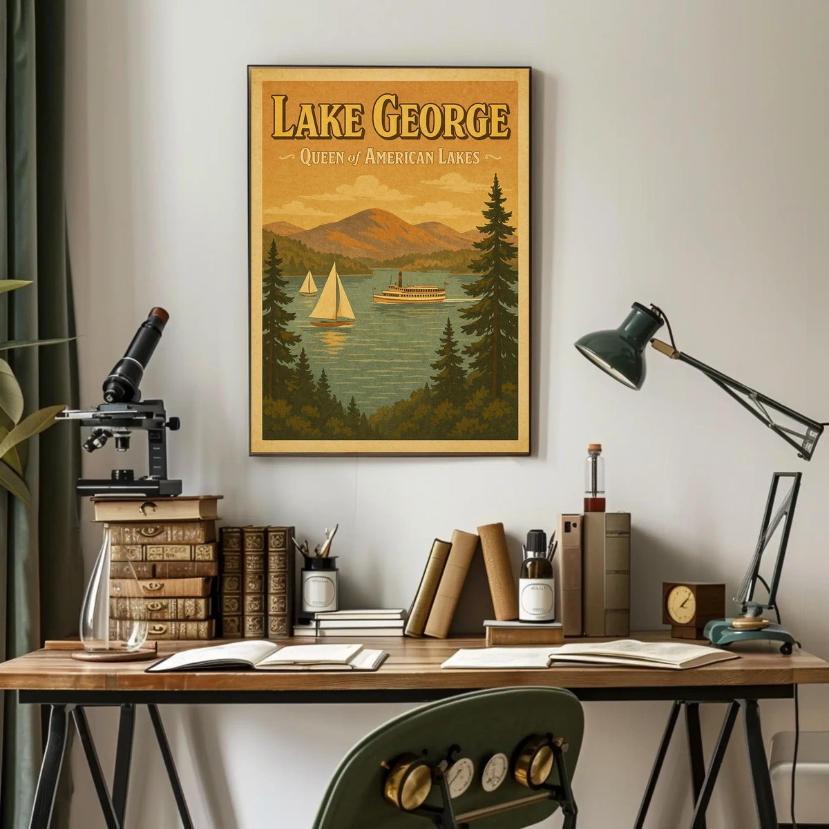 Lake George Nostalgic Scenic Poster Vintage Wall Art