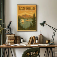 Lake George Nostalgic Scenic Poster Vintage Wall Art