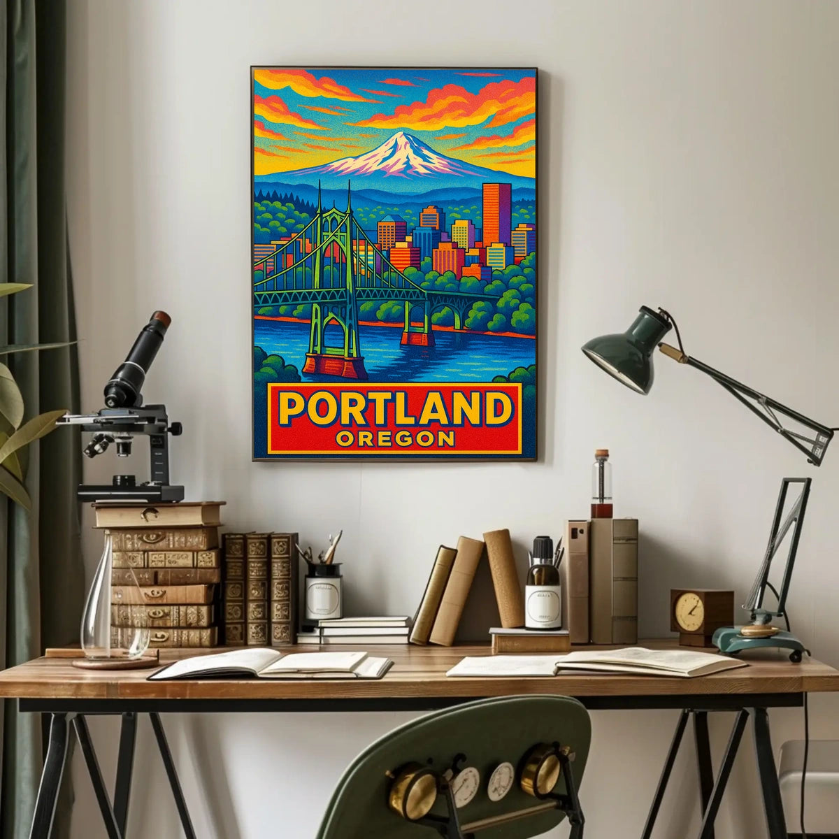 Portland, Oregon Vibrant Cityscape Poster