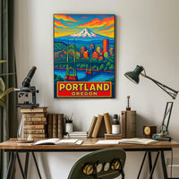 Portland, Oregon Vibrant Cityscape Poster