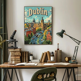 Dublin Illustrated Urban Landscape Travel Poster