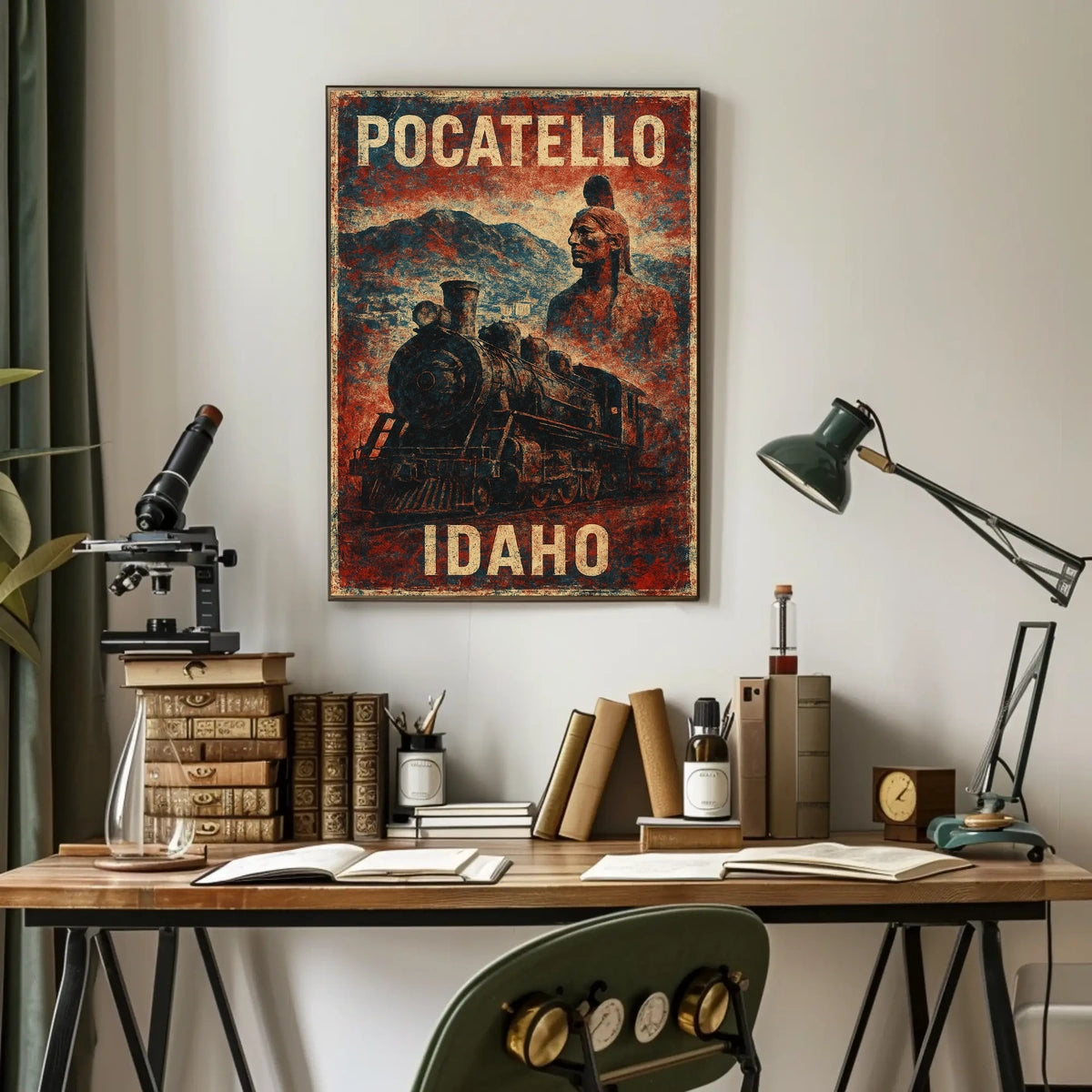 Pocatello Idaho Locomotive Vintage Cultural Heritage Steampunk Collector Railroad Historical Poster
