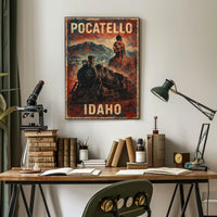Pocatello Idaho Locomotive Vintage Cultural Heritage Steampunk Collector Railroad Historical Poster