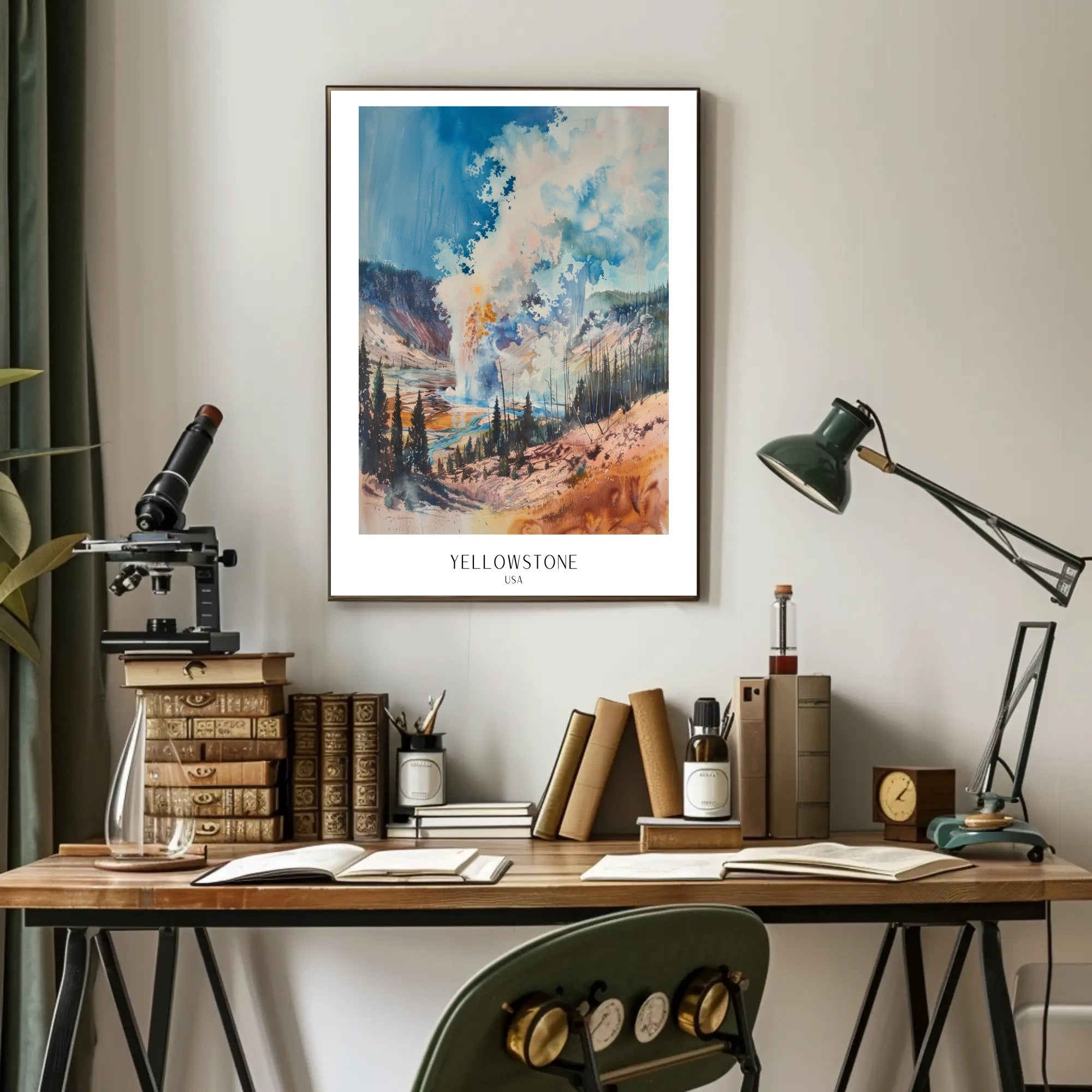 Yellowstone Watercolor Poster Wall Art Print