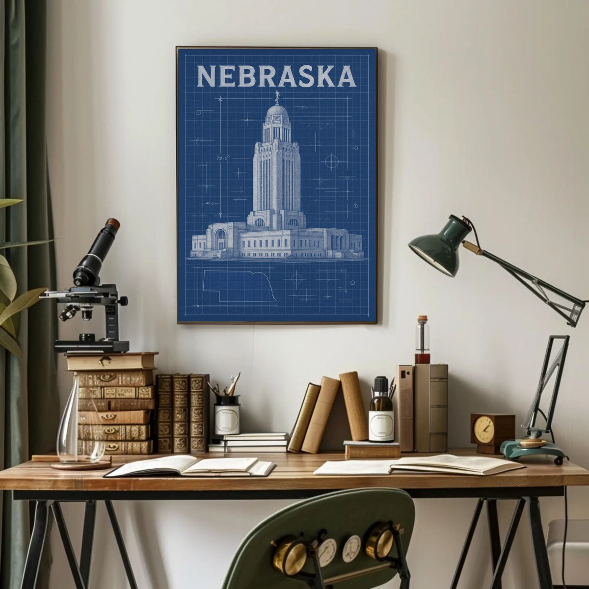 Nebraska State Capitol Blueprint Poster