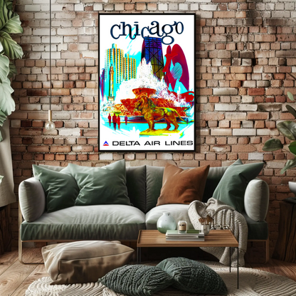 Chicago Vintage Travel Air Lines Poster