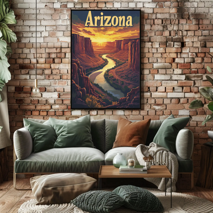 Arizona Vintage Poster - Canyon Sunset