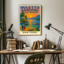 Huletts Landing Sunset Vintage Travel Poster