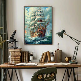 Majestic Sailing Ship At Sea Poster