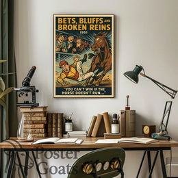 Dramatic Horse Racing Event with Vintage Style Sports Poster