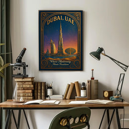 Dubai Skyline Vintage Architecture Modernity Poster