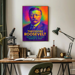 Theodore Roosevelt 26th President of the United States Neon Gradient Overlay Poster